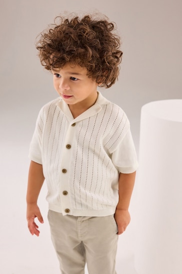 White Short Sleeved Button Through Polo Shirt (3mths-7yrs)