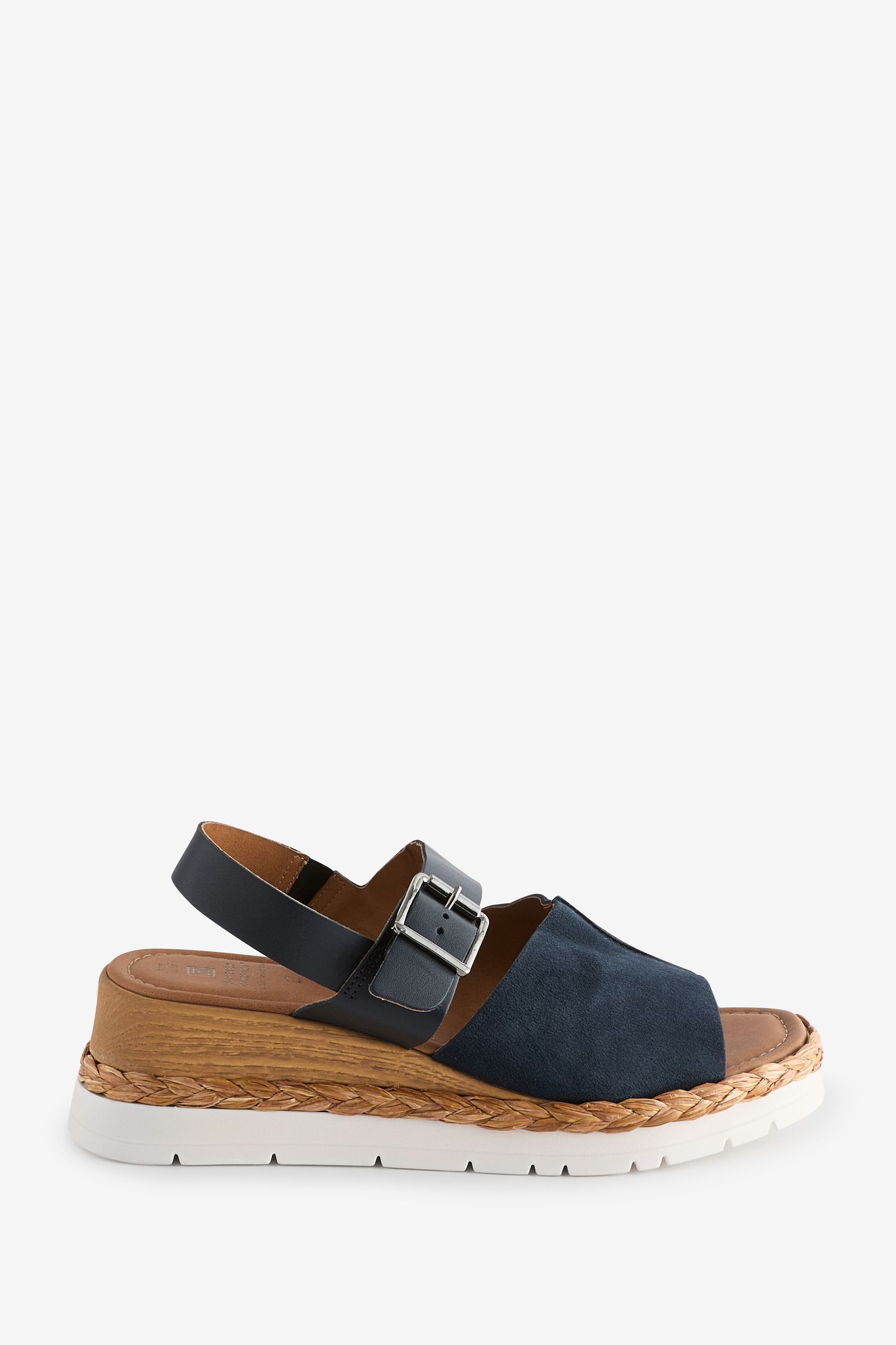 Buy Navy Extra Wide Fit Forever Comfort Leather Sport Wedges from the Next UK online shop