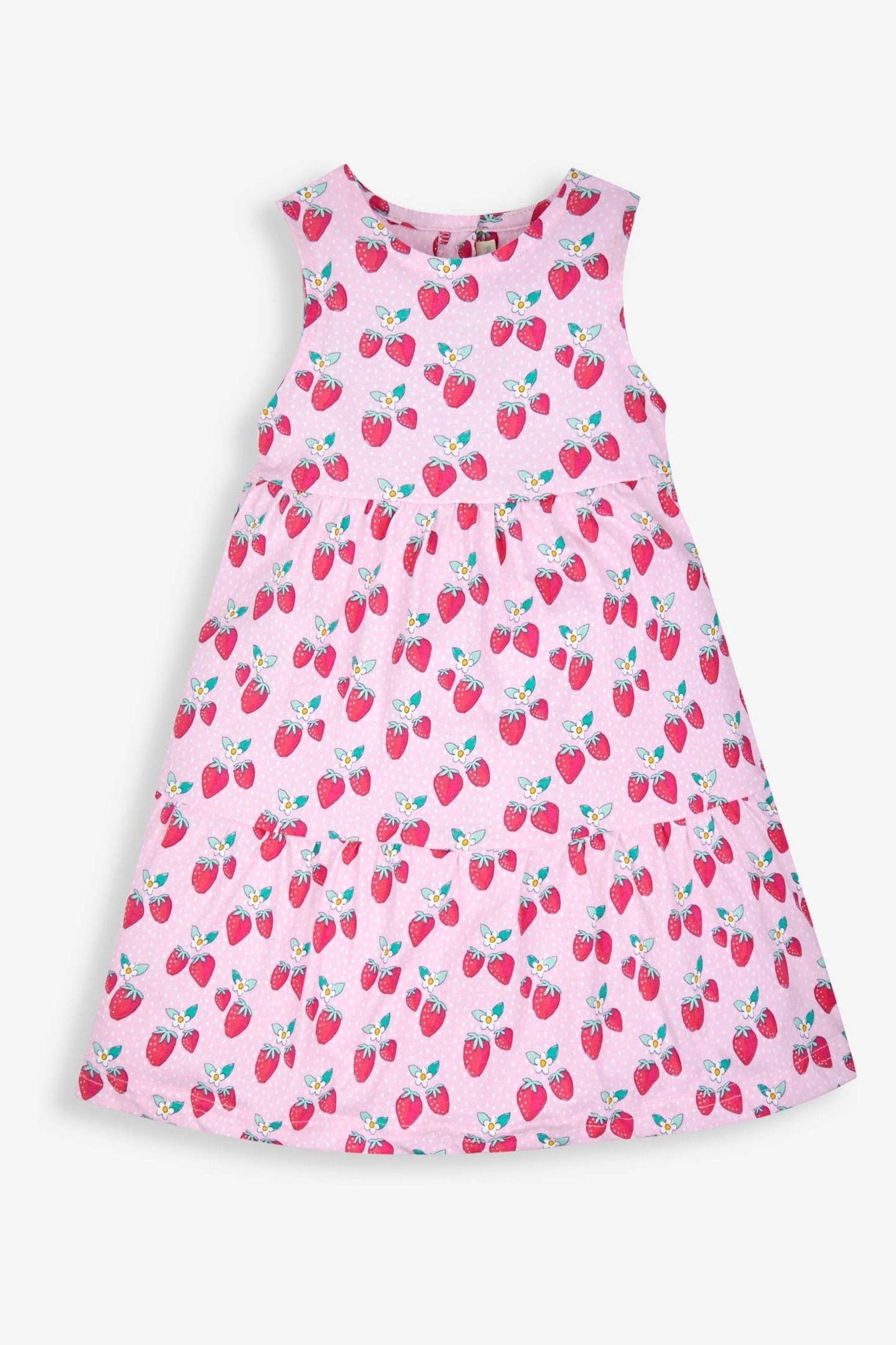 Buy JoJo Maman Bebe Pink Strawberry Print Tiered Dress from Next Luxembourg