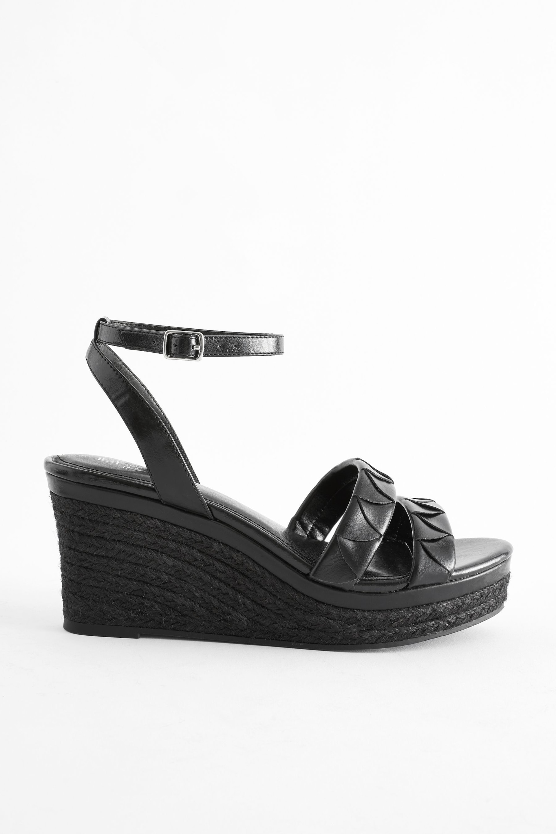 Black Extra Wide Fit Forever Comfort® Double Strap Wedges - Image 2 of 5