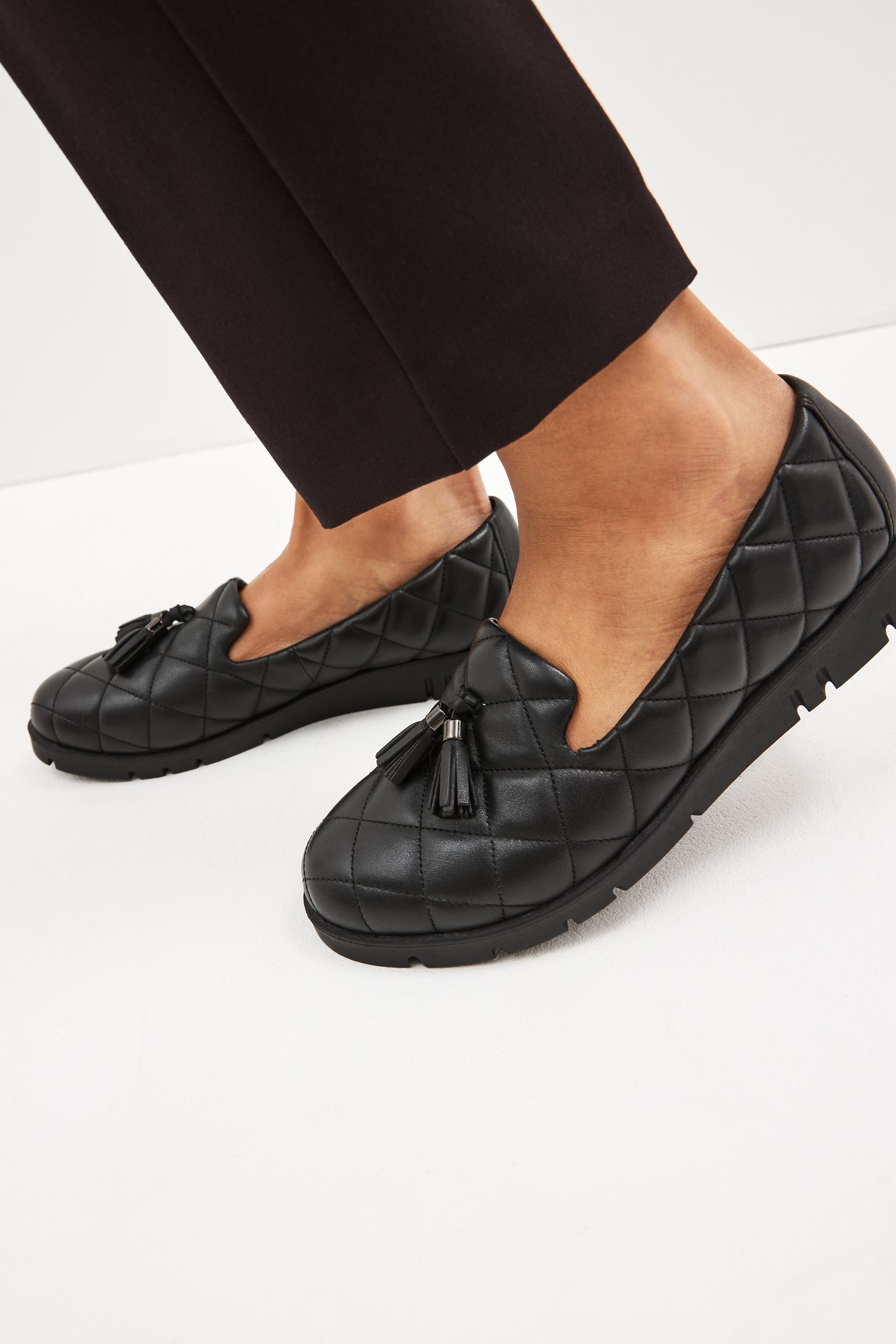 Quilted leather slip on hot sale shoes
