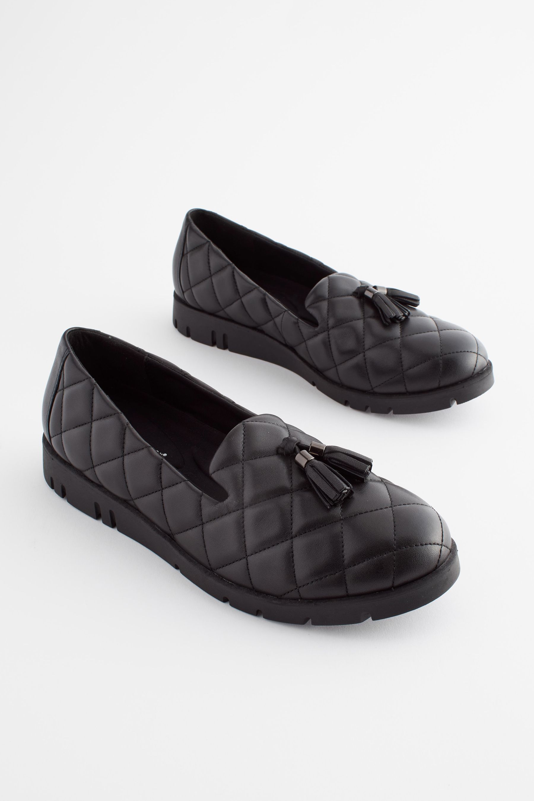 Womens black quilted slip on shoes new arrivals