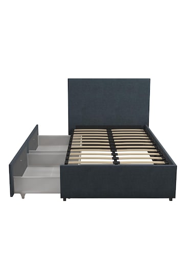 Novogratz Blue Kelly Linen 2 Drawer Storage Bed