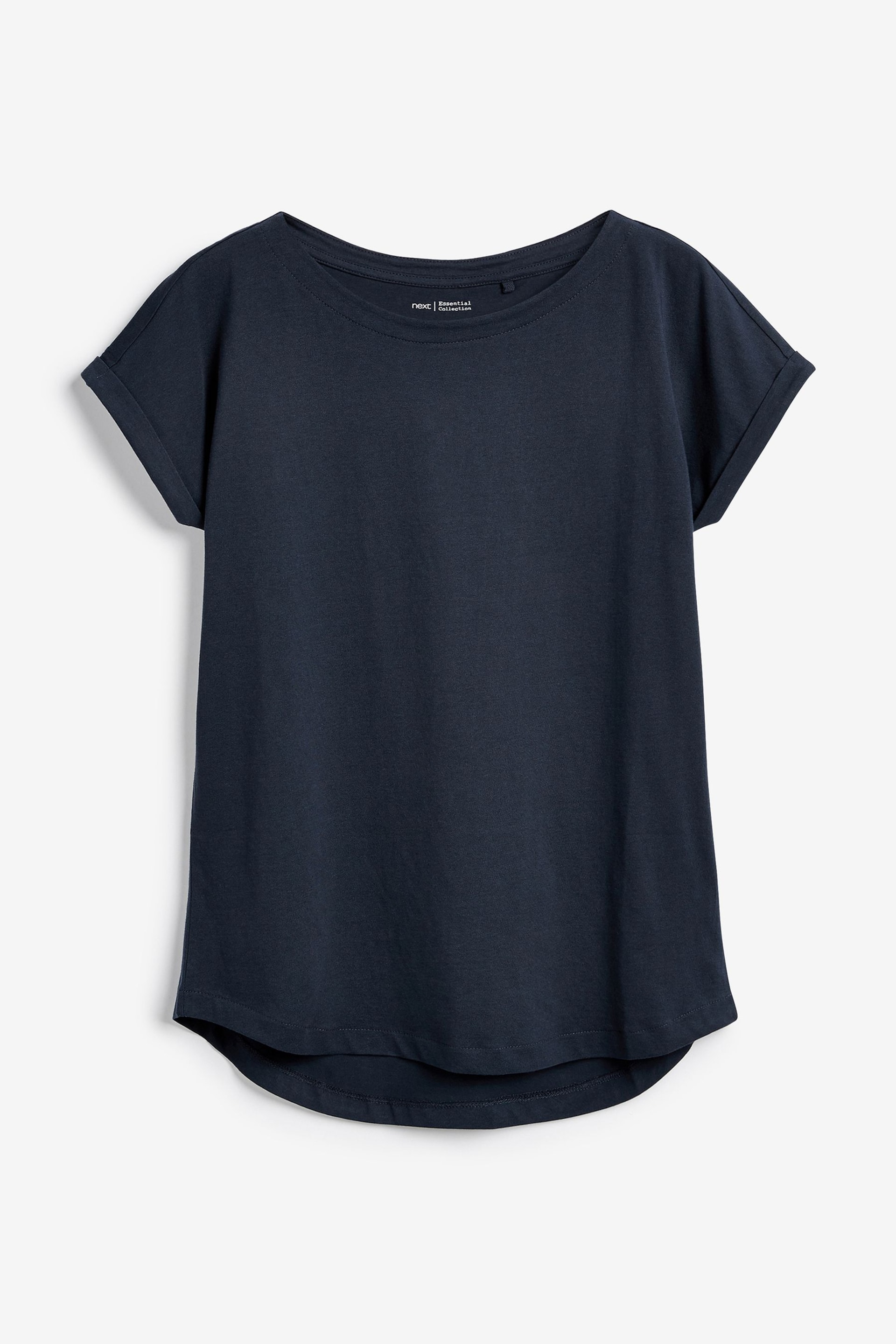 Navy Round Neck Cap Sleeve T-Shirt - Image 4 of 4