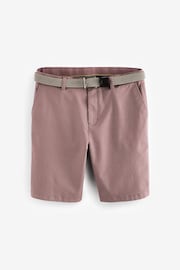 Pink Textured Cotton Blend Chino Shorts with Belt Included - Image 6 of 9