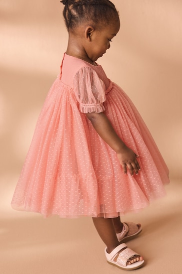 Coral Mesh Party Dress (3mths-7yrs)