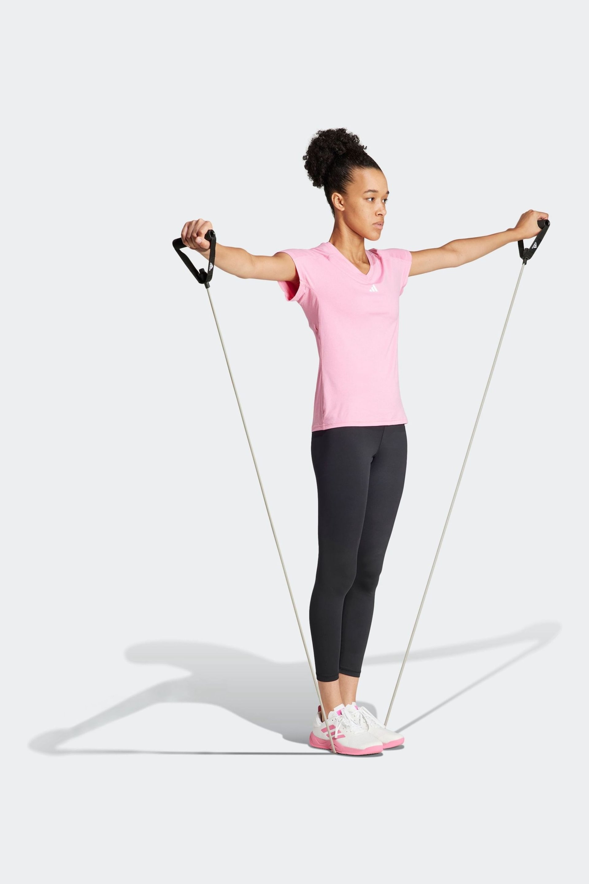 adidas Pink Aeroready Train Essentials Minimal Branding V-Neck T-Shirt - Image 2 of 7