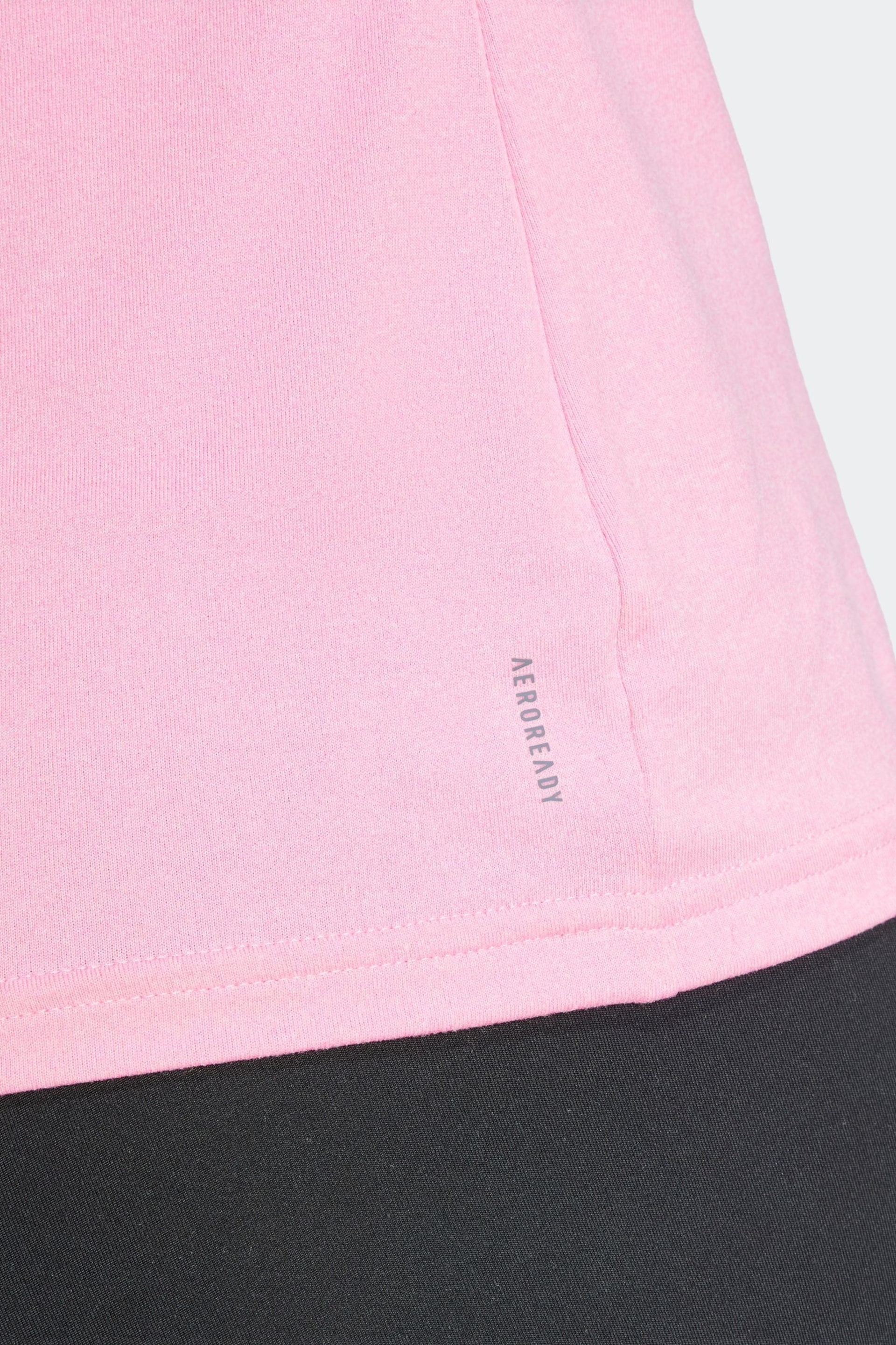 adidas Pink Aeroready Train Essentials Minimal Branding V-Neck T-Shirt - Image 6 of 7