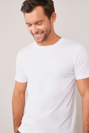 White Slim Fit Essential Crew Neck T-Shirt - Image 3 of 4