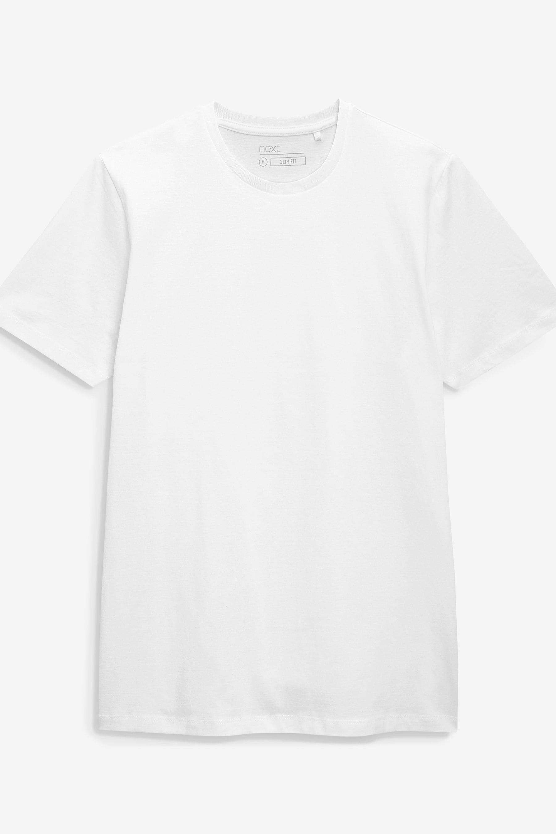Buy White Slim Fit 100 Cotton Essential Regular Crew Neck T Shirt from the Next UK online shop