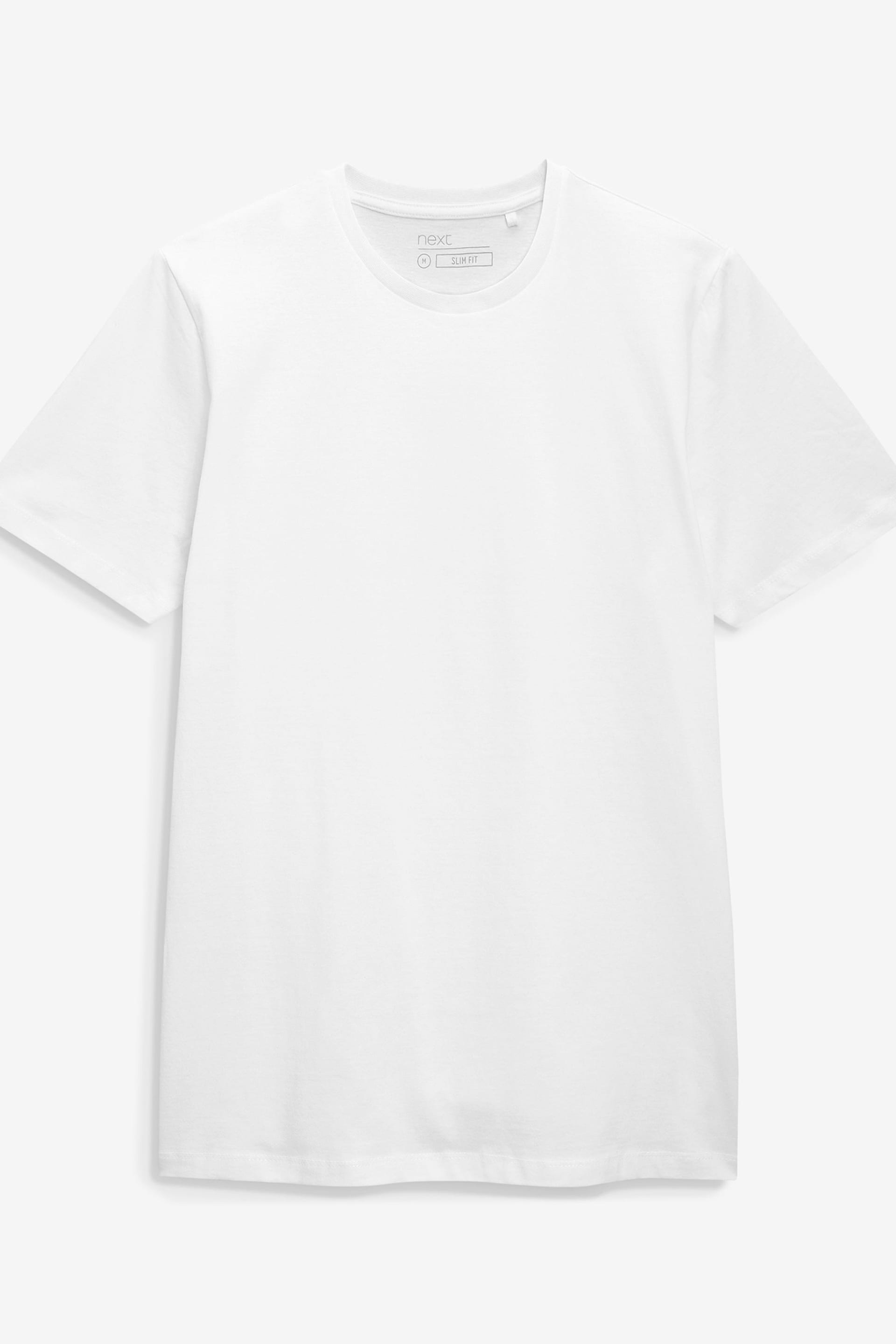 White Slim Fit Essential Crew Neck T-Shirt - Image 4 of 4