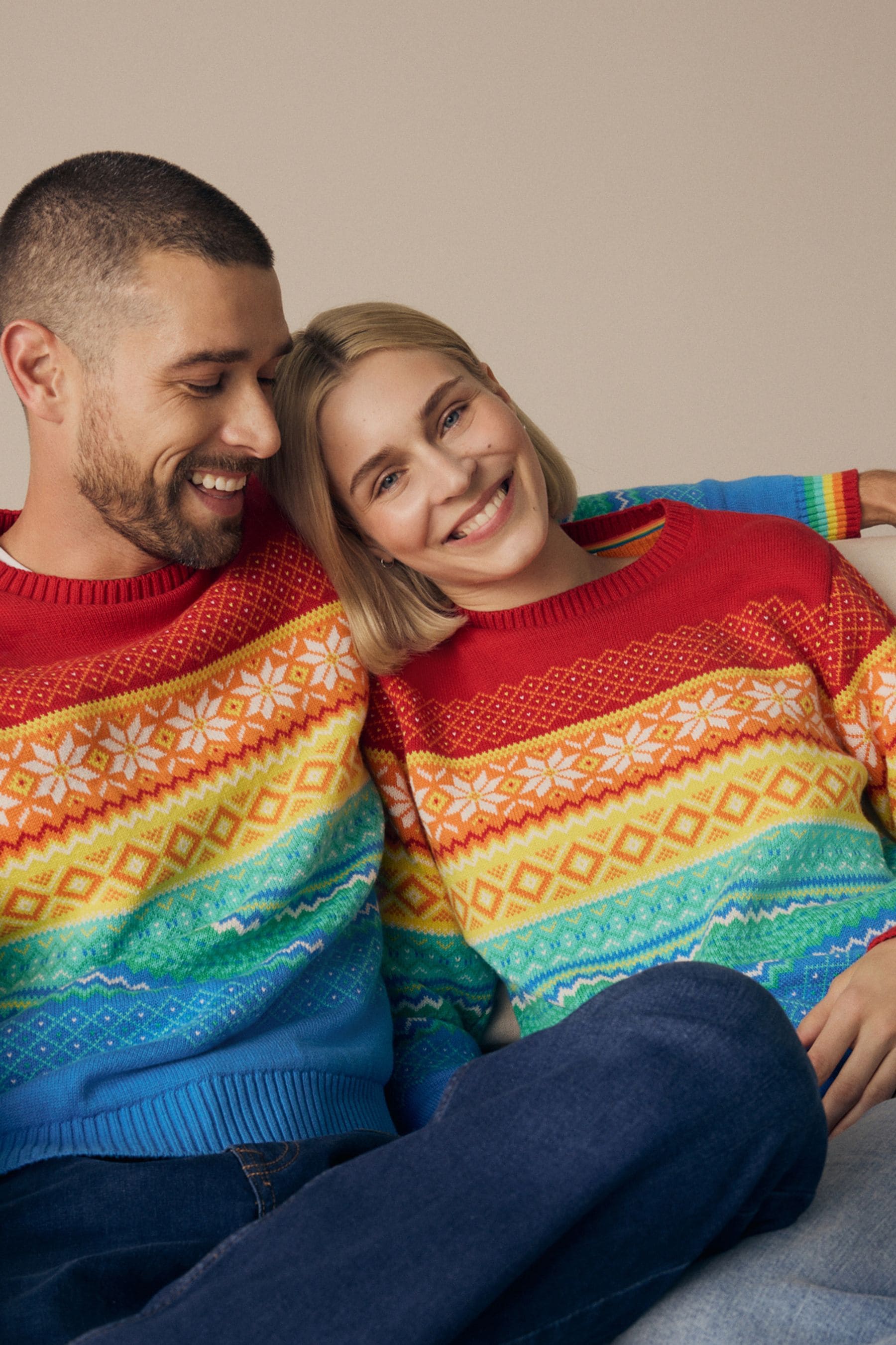 Rainbow christmas jumper sale