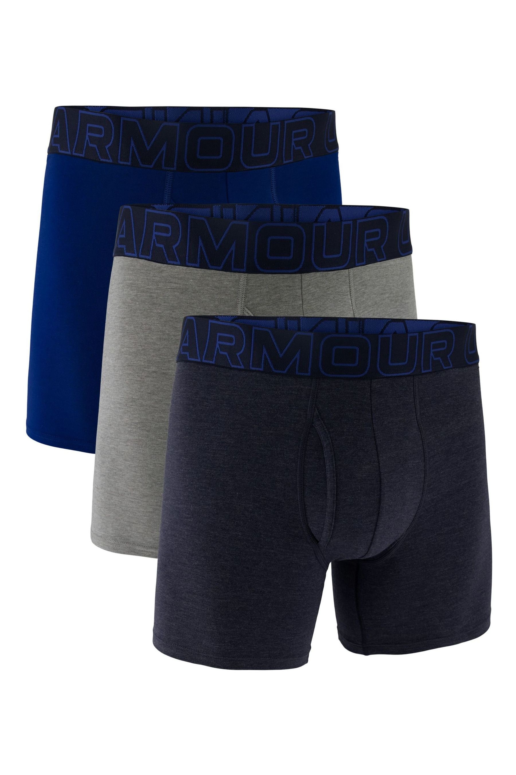 Under Armour Blue Grey 6 Inch 100 Cotton Performance Boxers 3 Pack