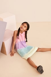 Rainbow Tie Dye Ribbed Racer Jersey Dress (3-16yrs) - Image 2 of 7