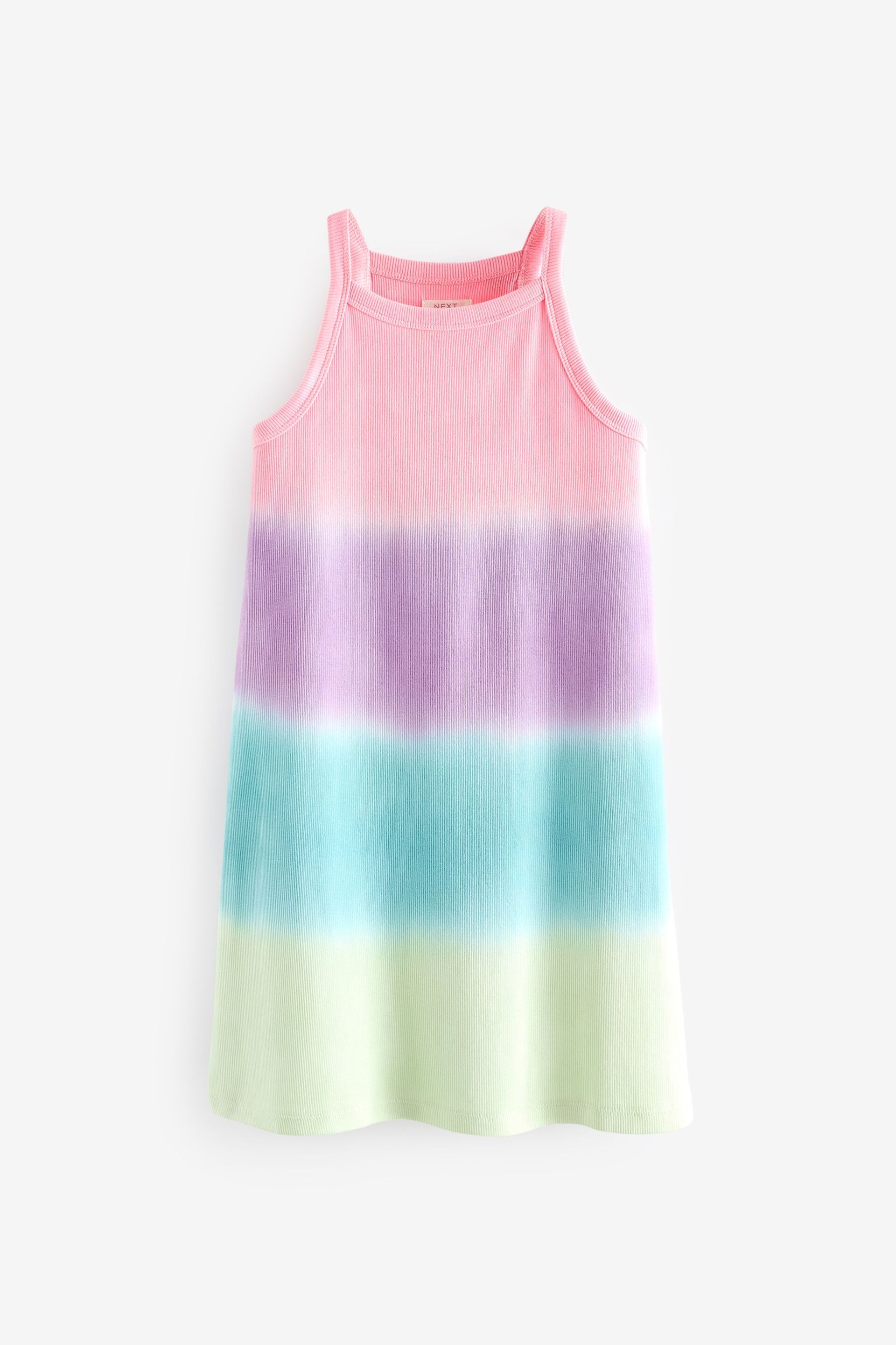 Rainbow Tie Dye Ribbed Racer Jersey Dress (3-16yrs) - Image 5 of 7