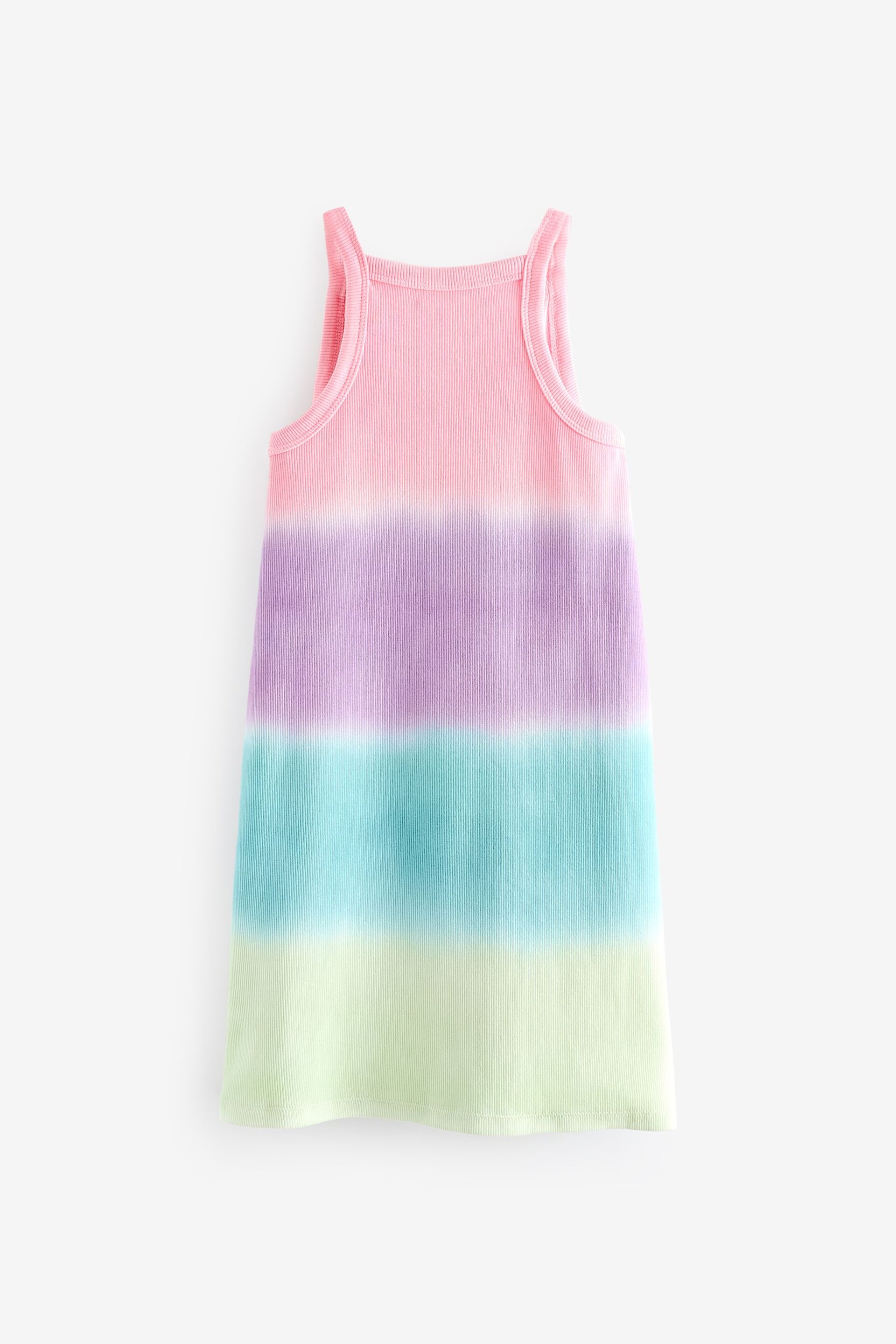 Rainbow Tie Dye Ribbed Racer Jersey Dress (3-16yrs) - Image 6 of 7