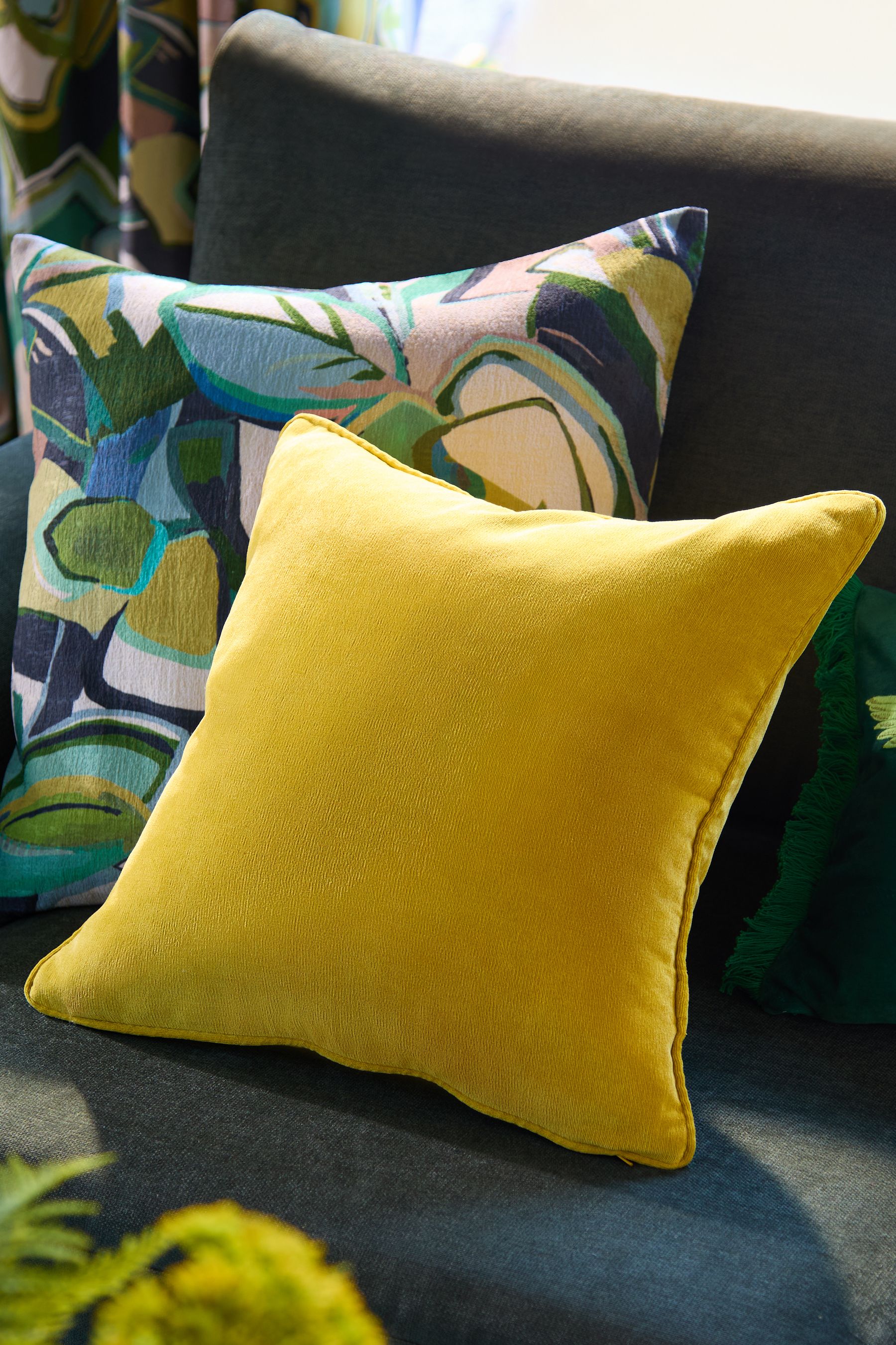 Chartreuse Yellow 59 x 59cm Soft Velour Cushion