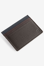Brown Contrast Leather Card Holder - Image 1 of 4