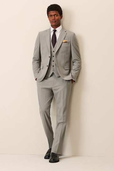 Cement Grey Skinny Motionflex Stretch Suit Jacket