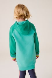 Little Bird by Jools Oliver Turquoise Blue Star Hooded 100% Cotton Sweat Dress - Image 3 of 7