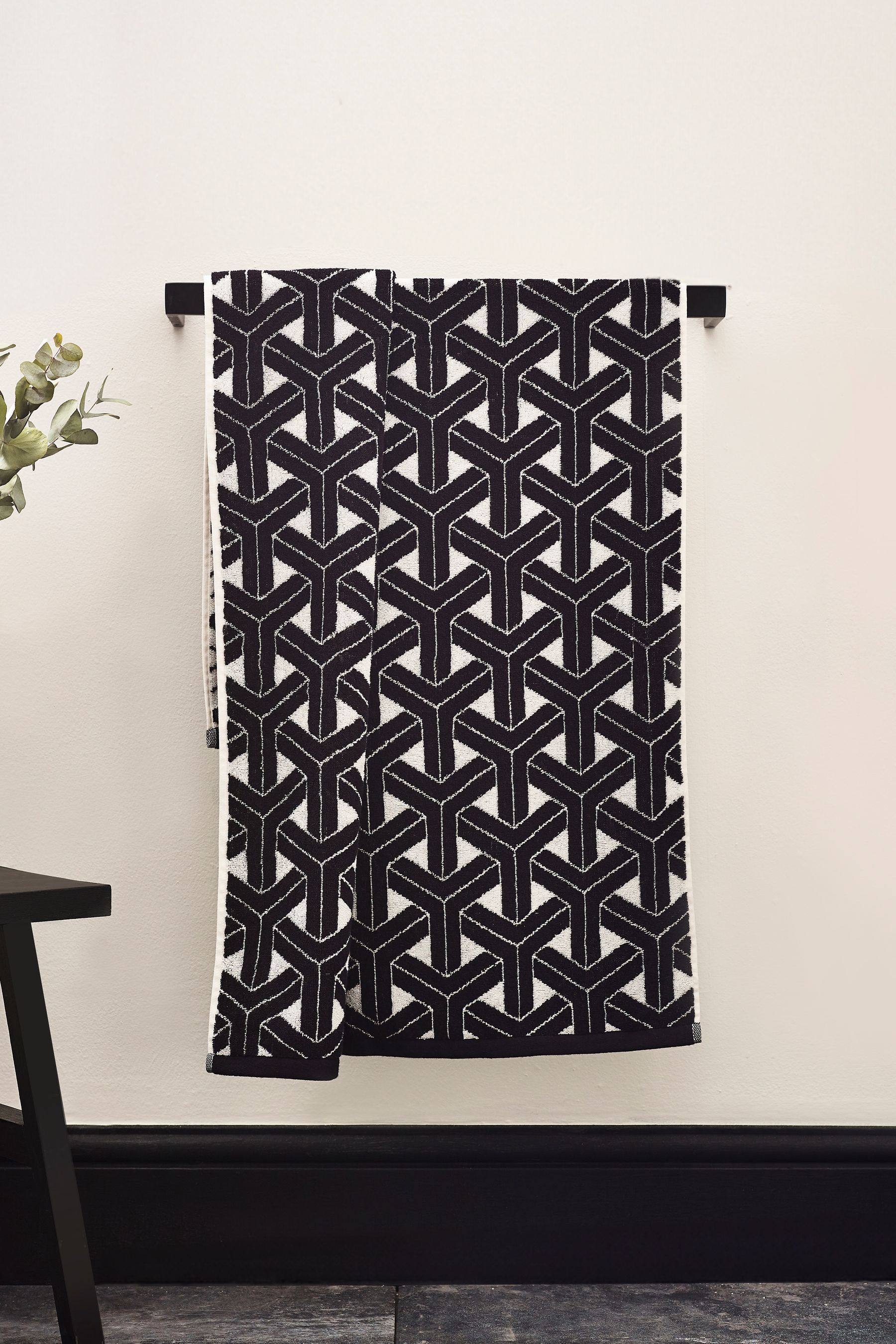Buy Monochrome Geo 100 Cotton Towel from the Next UK online shop