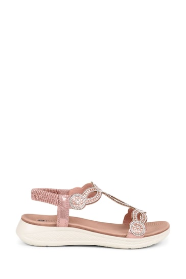 Pavers Pink Embellished Flatform Sandals