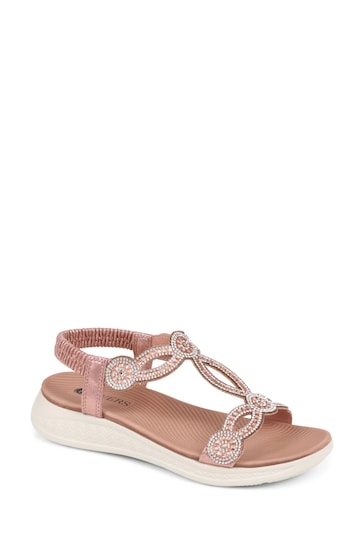 Pavers Pink Embellished Flatform Sandals