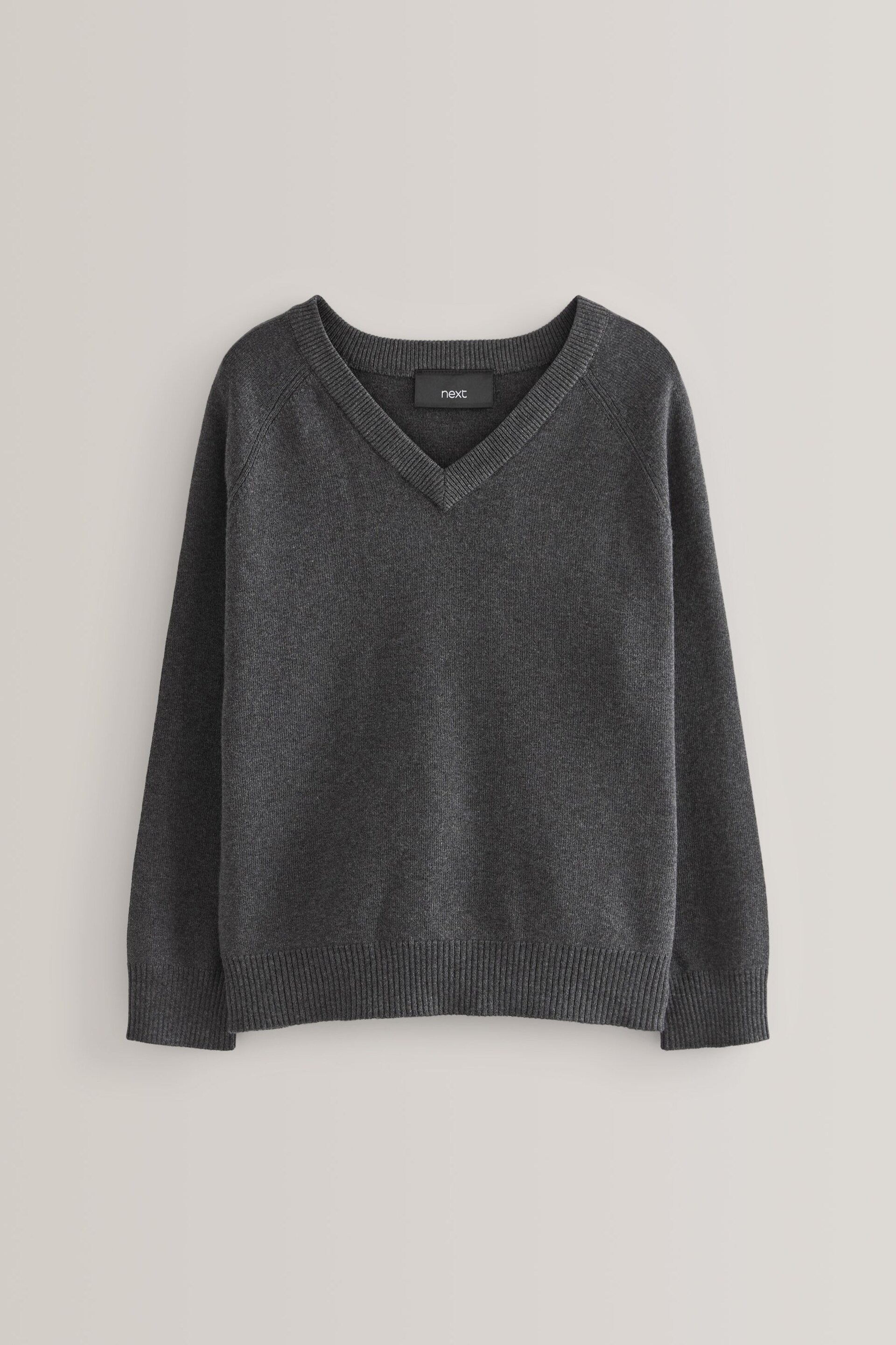 Grey Knitted V-Neck School Jumper (3-18yrs) - Image 1 of 2