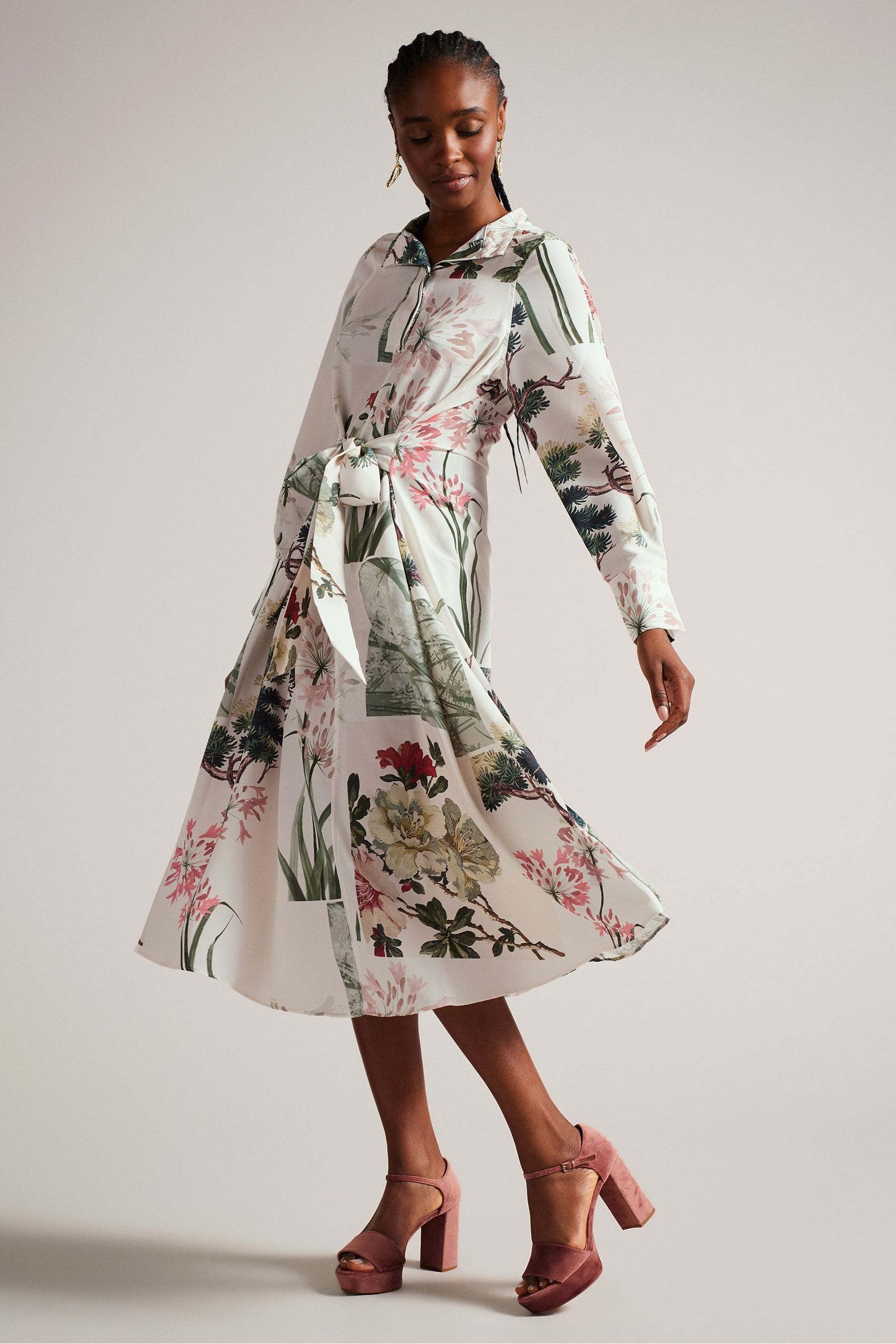 Buy Ted Baker Cream Ttayla Long Sleeve Belted Midi Shirt Dress from Next Austria