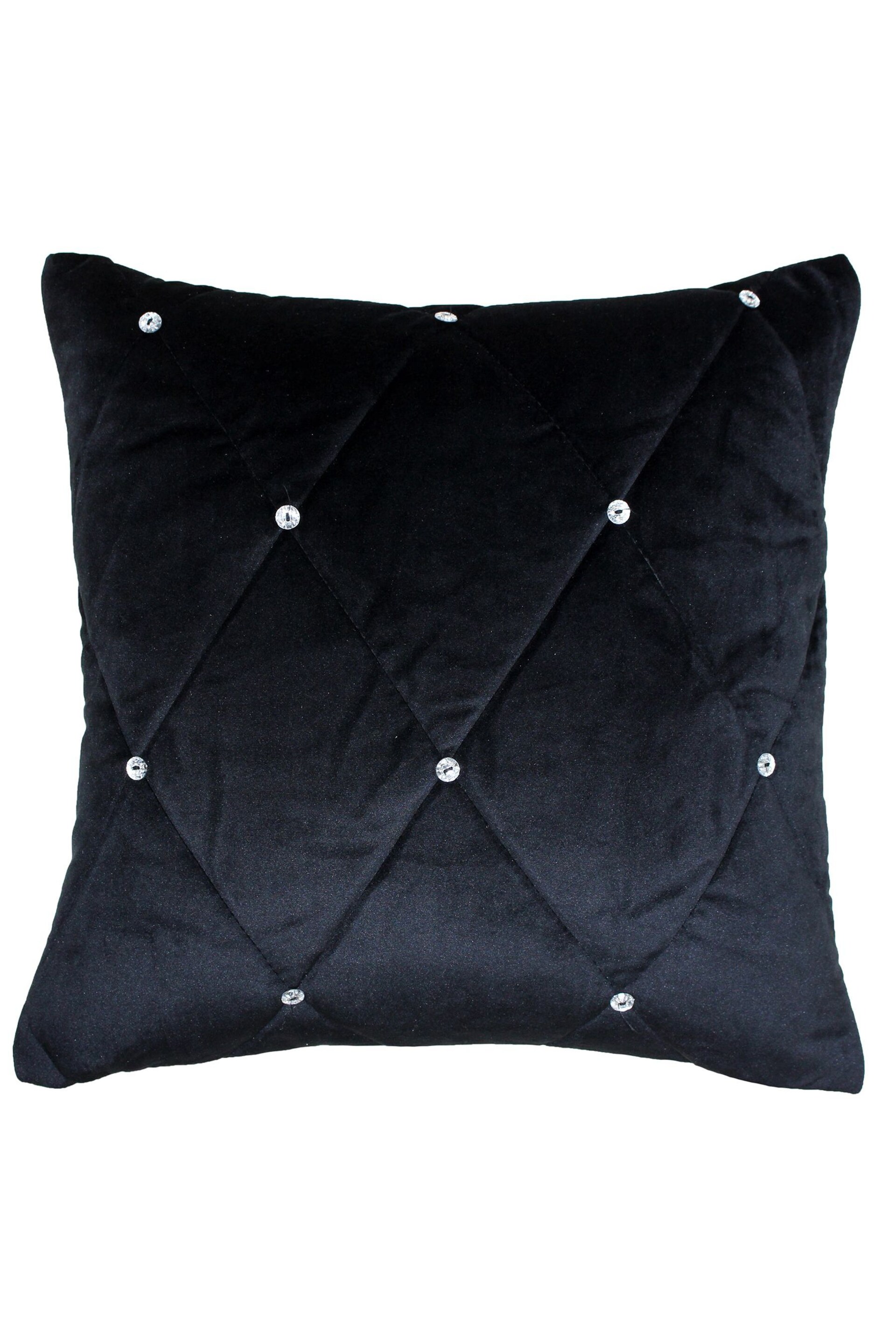 Riva Paoletti Black New Diamanté Embellished Polyester Filled Cushion - Image 1 of 2