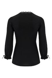 Pour Moi Black Anya Lace Detail Recycled Slinky Jersey Top - Image 5 of 5