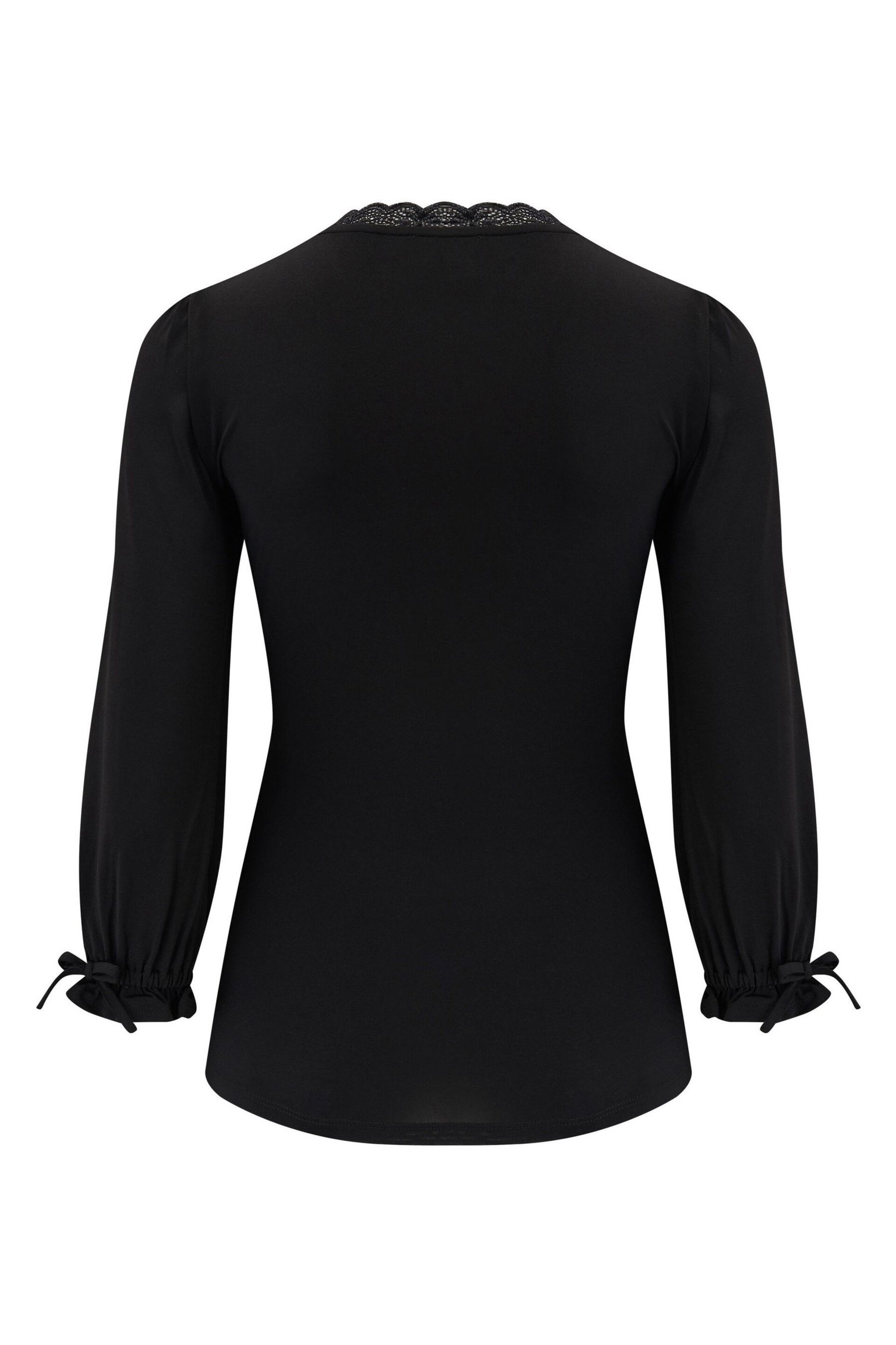 Pour Moi Black Anya Lace Detail Recycled Slinky Jersey Top - Image 5 of 5