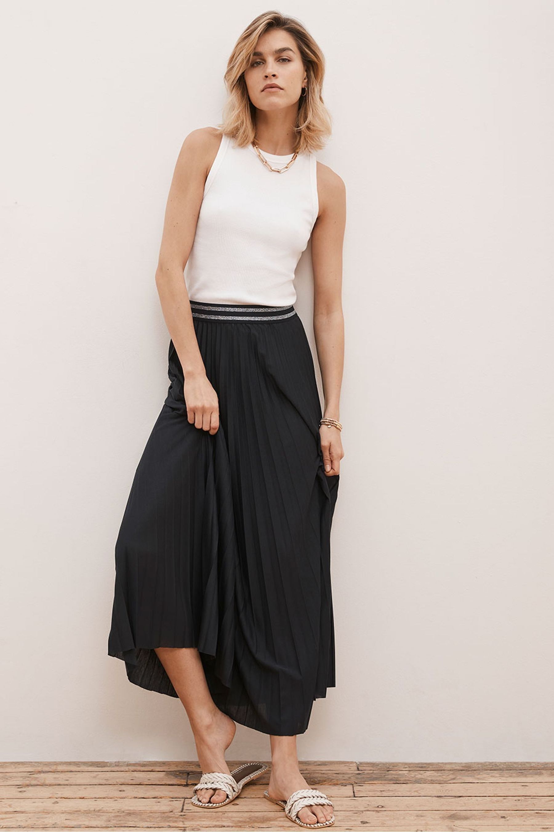 Next navy pleated midi skirt online