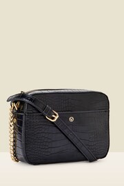 Sosandar Black Faux Leather Chain Detail Cross-Body Bag - Image 1 of 4