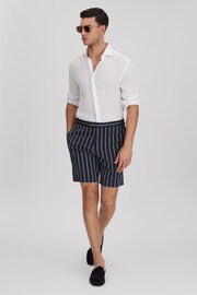Reiss Navy/White Lake Striped Side Adjuster Shorts - Image 1 of 6