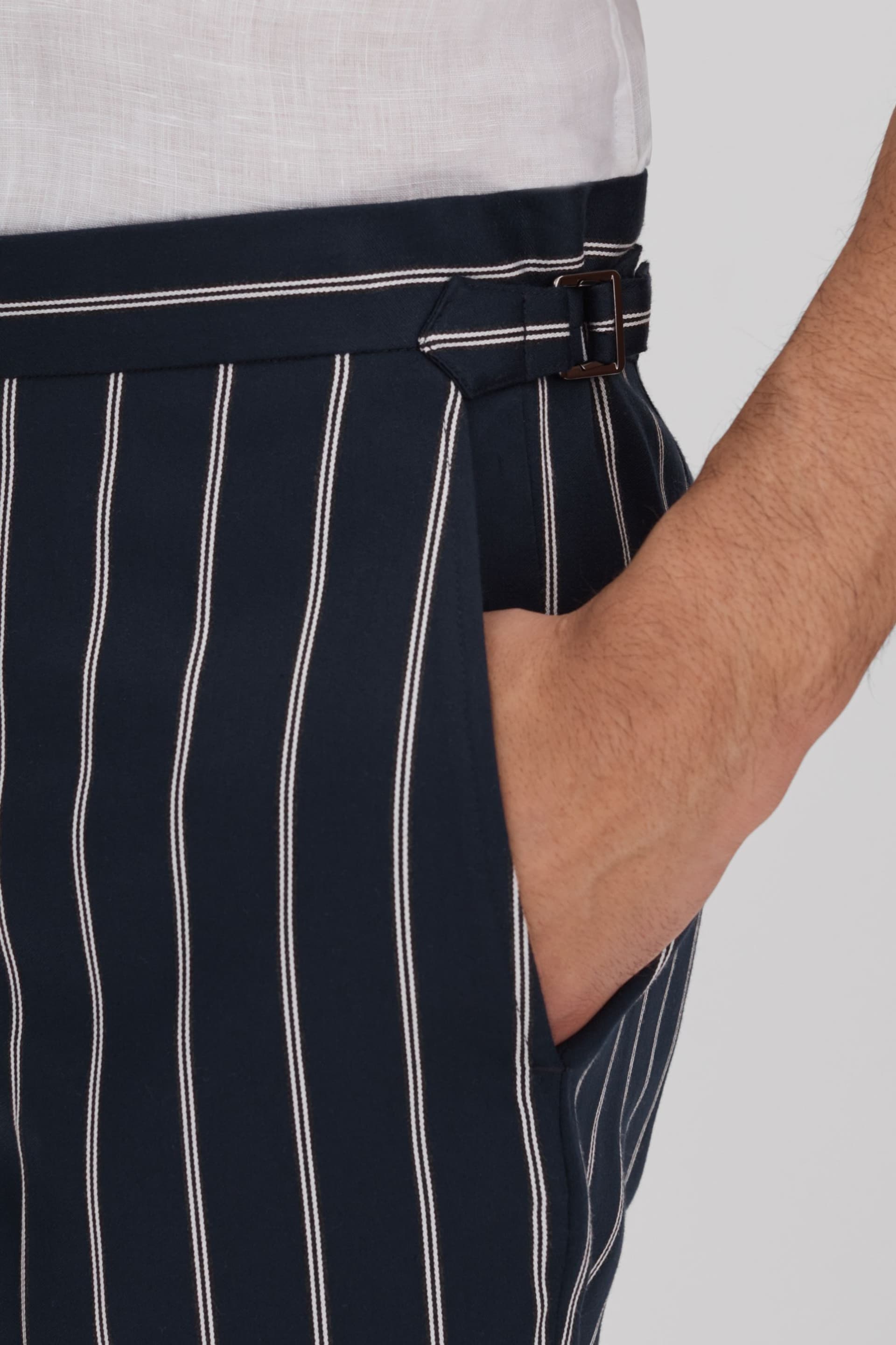 Reiss Navy/White Lake Striped Side Adjuster Shorts - Image 5 of 6