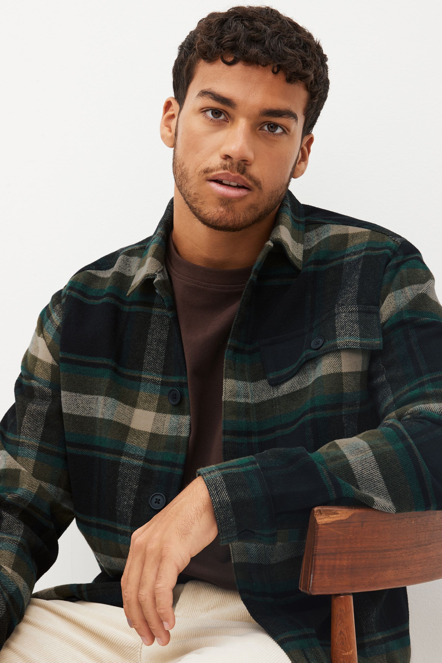 Check shacket with wool online