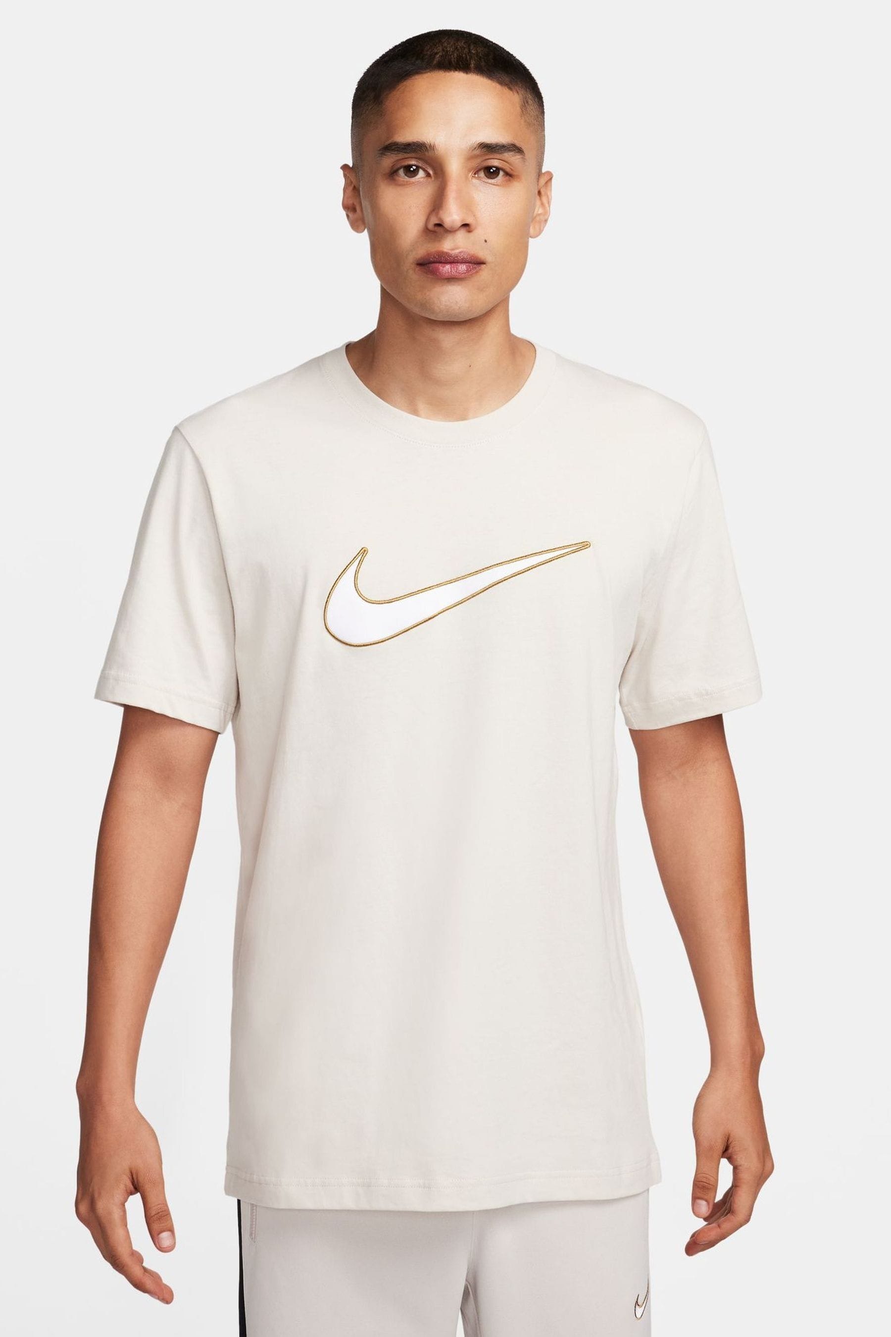 Nike Beige Sportswear Fleece Colourblock T Shirt