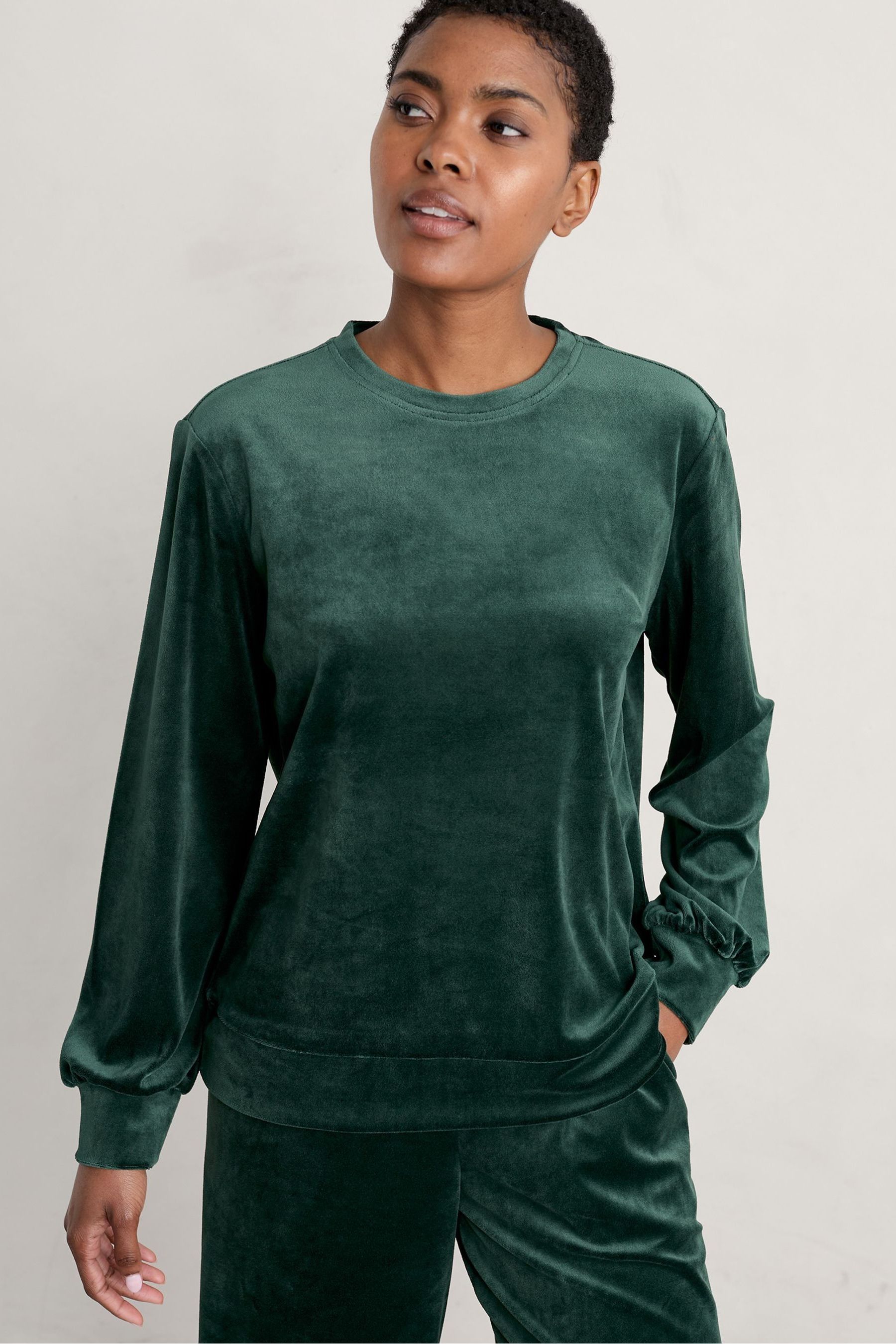 Green velour sweatshirt sale