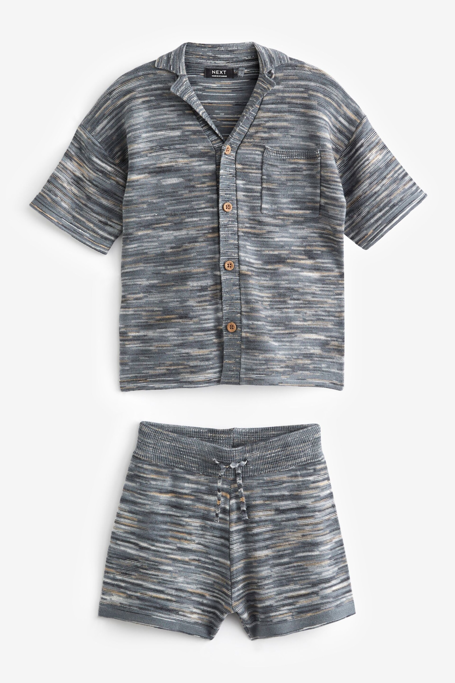 Grey Space Dye Short Sleeved Shirt Set (3mths-10yrs) - Image 6 of 8