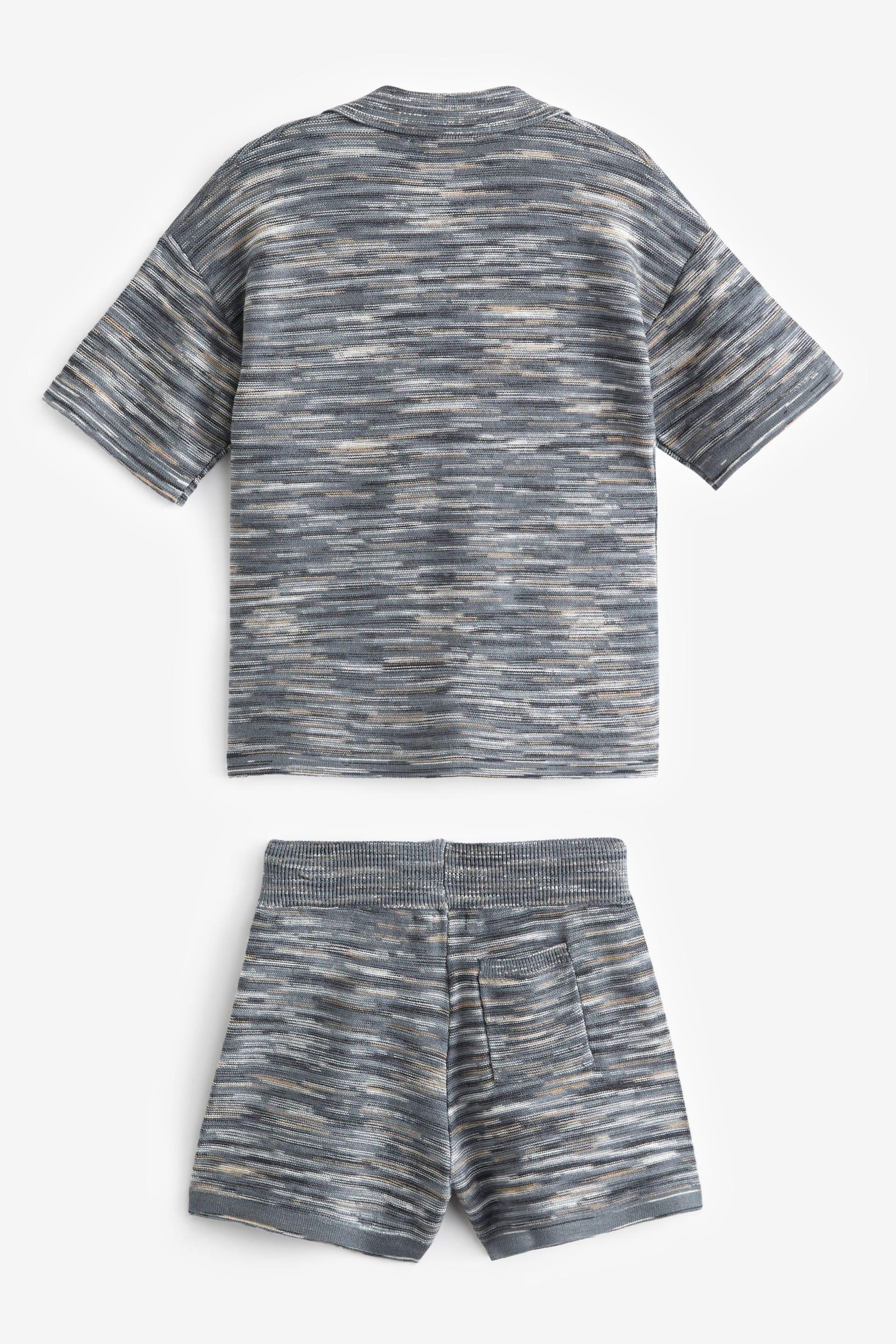 Grey Space Dye Short Sleeved Shirt Set (3mths-10yrs) - Image 7 of 8