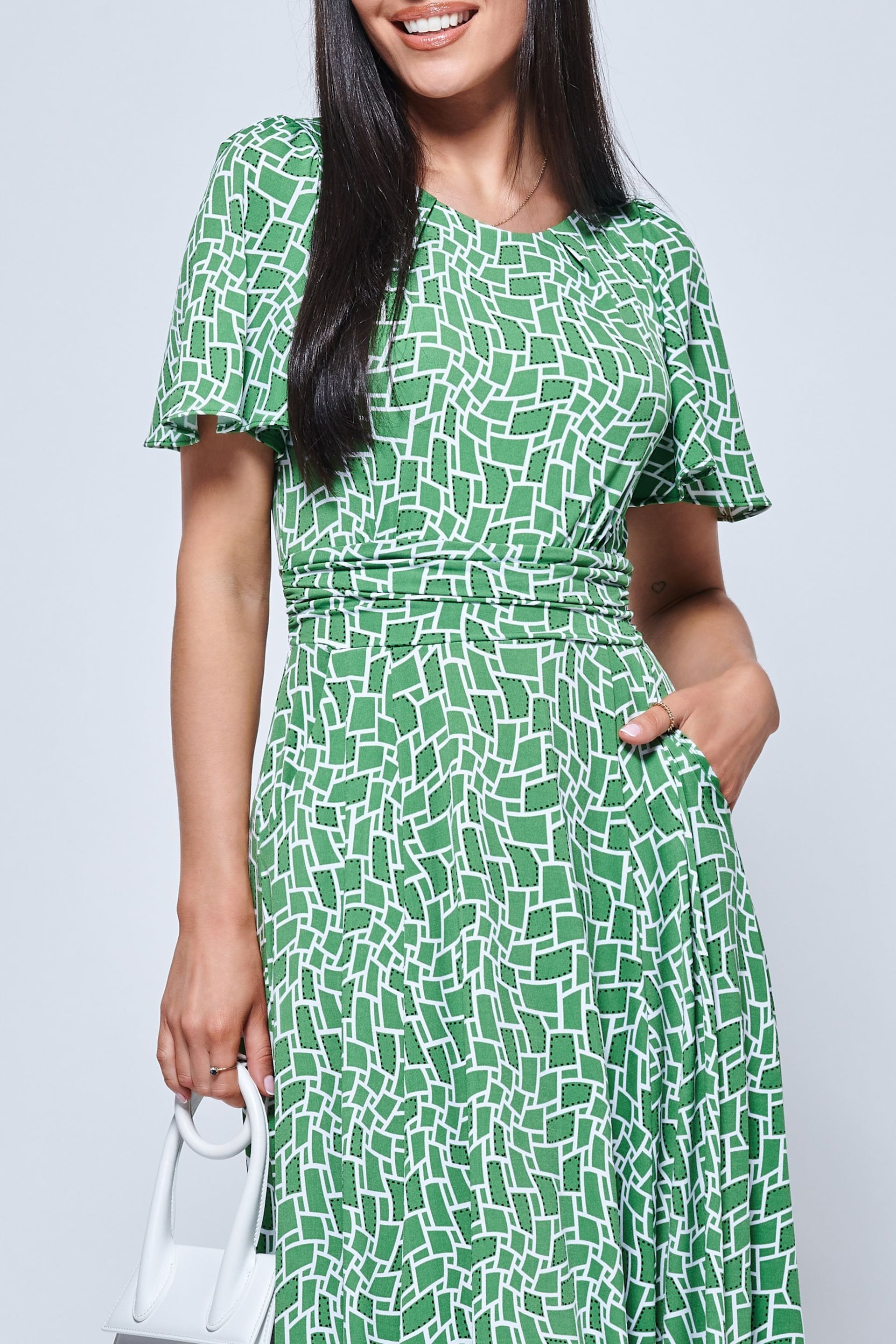 Jolie Moi Green Boat Neck Angel Sleeve Maxi Dress - Image 5 of 5