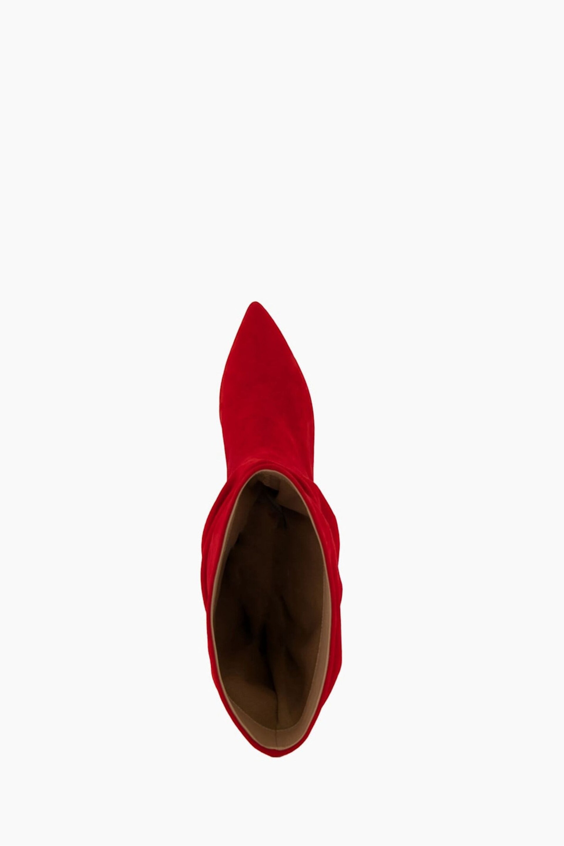 Dune London Red Slouch Ruched Suede Heeled Boots - Image 4 of 4