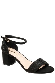 Ravel Black Ankle Strap Block Heel Diamante Sandals - Image 1 of 4