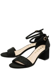 Ravel Black Ankle Strap Block Heel Diamante Sandals - Image 2 of 4