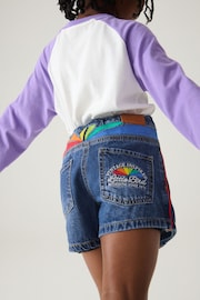 Little Bird by Jools Oliver Blue Washed Denim Rainbow Embroidered Skort - Image 3 of 8