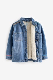 Little Bird by Jools Oliver Blue Washed Denim Rainbow Embroidered Shacket - Image 7 of 9