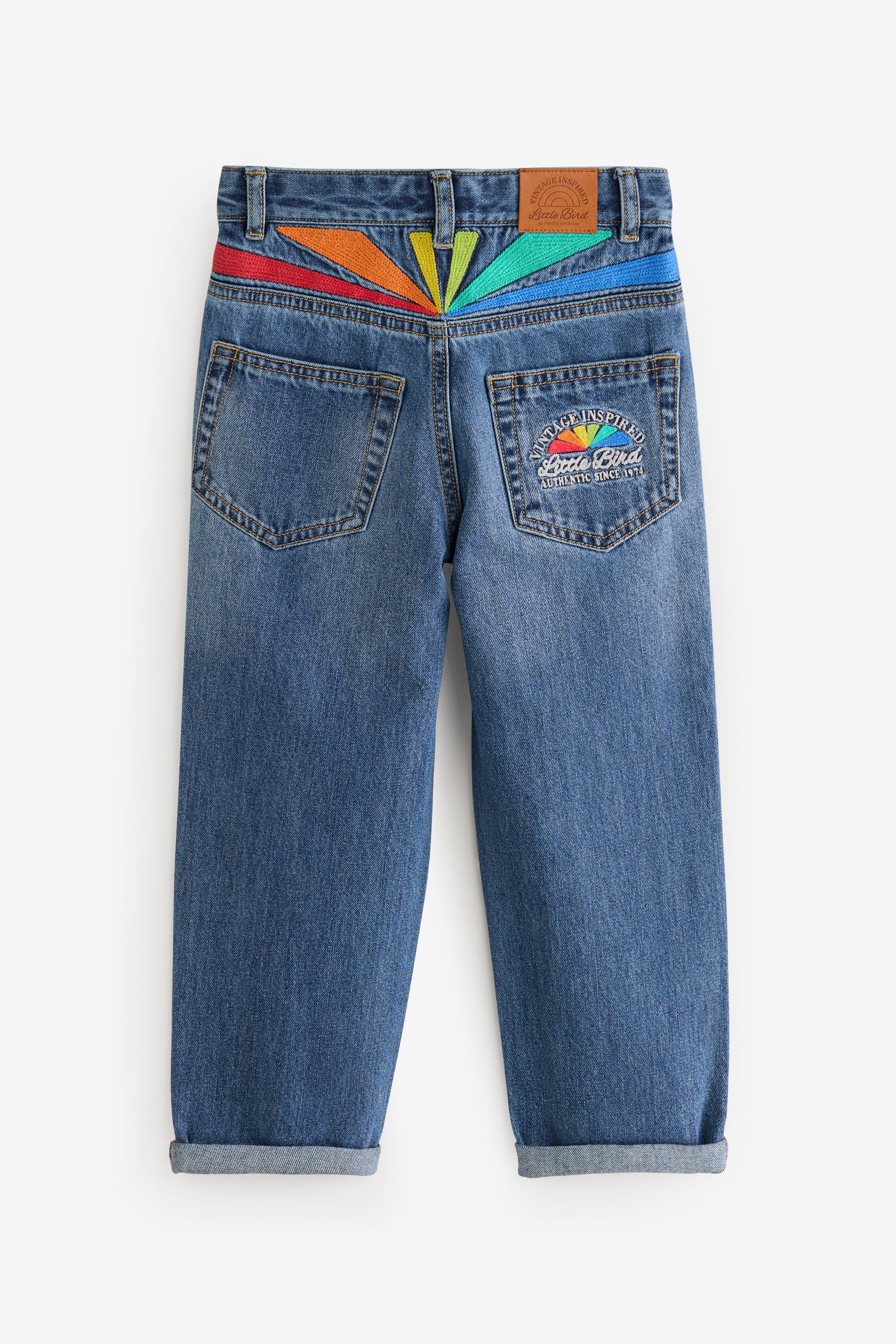Rainbow embroidered jeans new arrivals