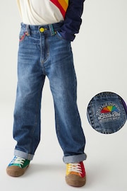 Little Bird by Jools Oliver Blue Washed Denim Rainbow Embroidered 100% Cotton Jeans - Image 5 of 9