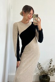 Style Cheat Black Knitted Colour Block Jumper Midaxi Dress - Image 4 of 4